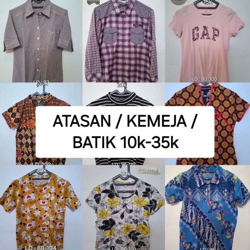 (Pt 2) Atasan / Kemeja Kantor / Kaos / Batik Sekolah Wanita / Perempuan Preloved / Second
