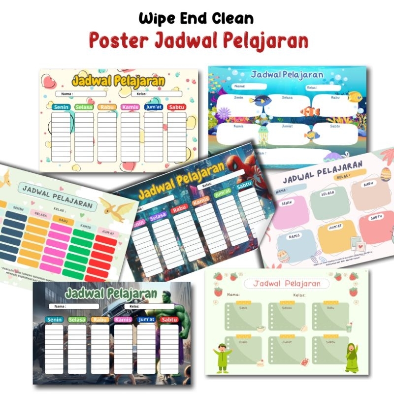 

Poster JADWAL PELAJARAN wipe end clean. poster sekolah jadwal pelajaran