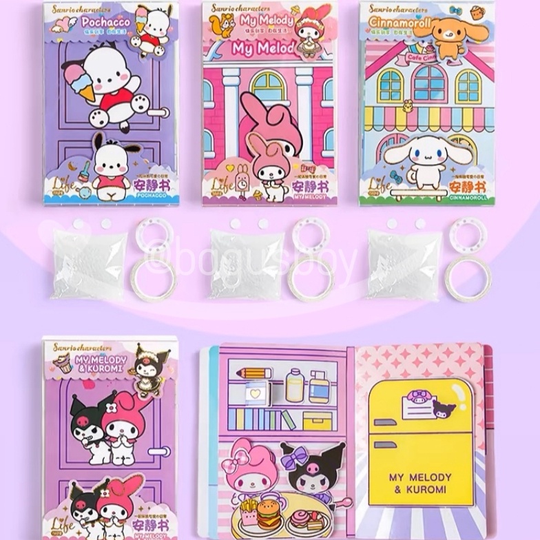 Promotion Sanrio Quiet book Cinnamoroll Kuromi Buku Diy Handmade Toys Paper Doll House hand Pom Pom 
