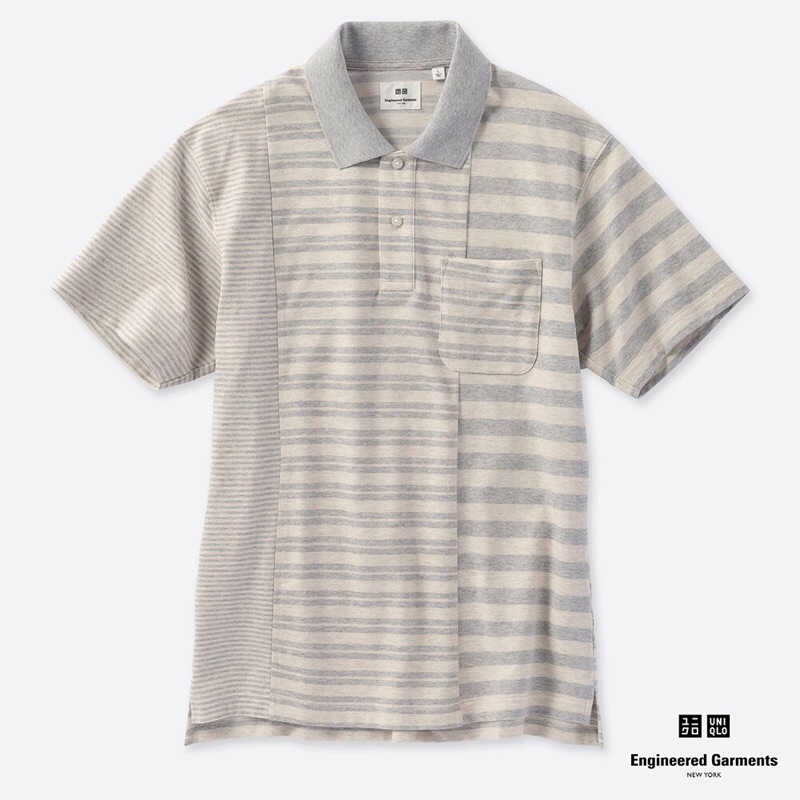 Uniqlo x Engineered Garment Polo Stripe Shirt Misty Grey XL
