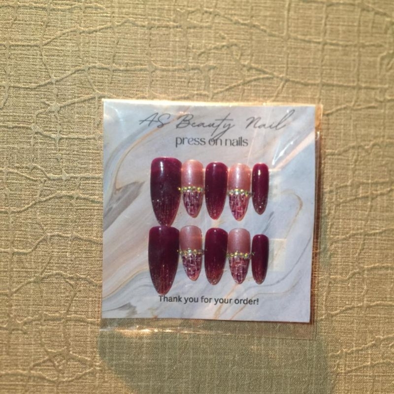 kuku palsu nail art| press on nails| fake nails| korean style mewah ungu