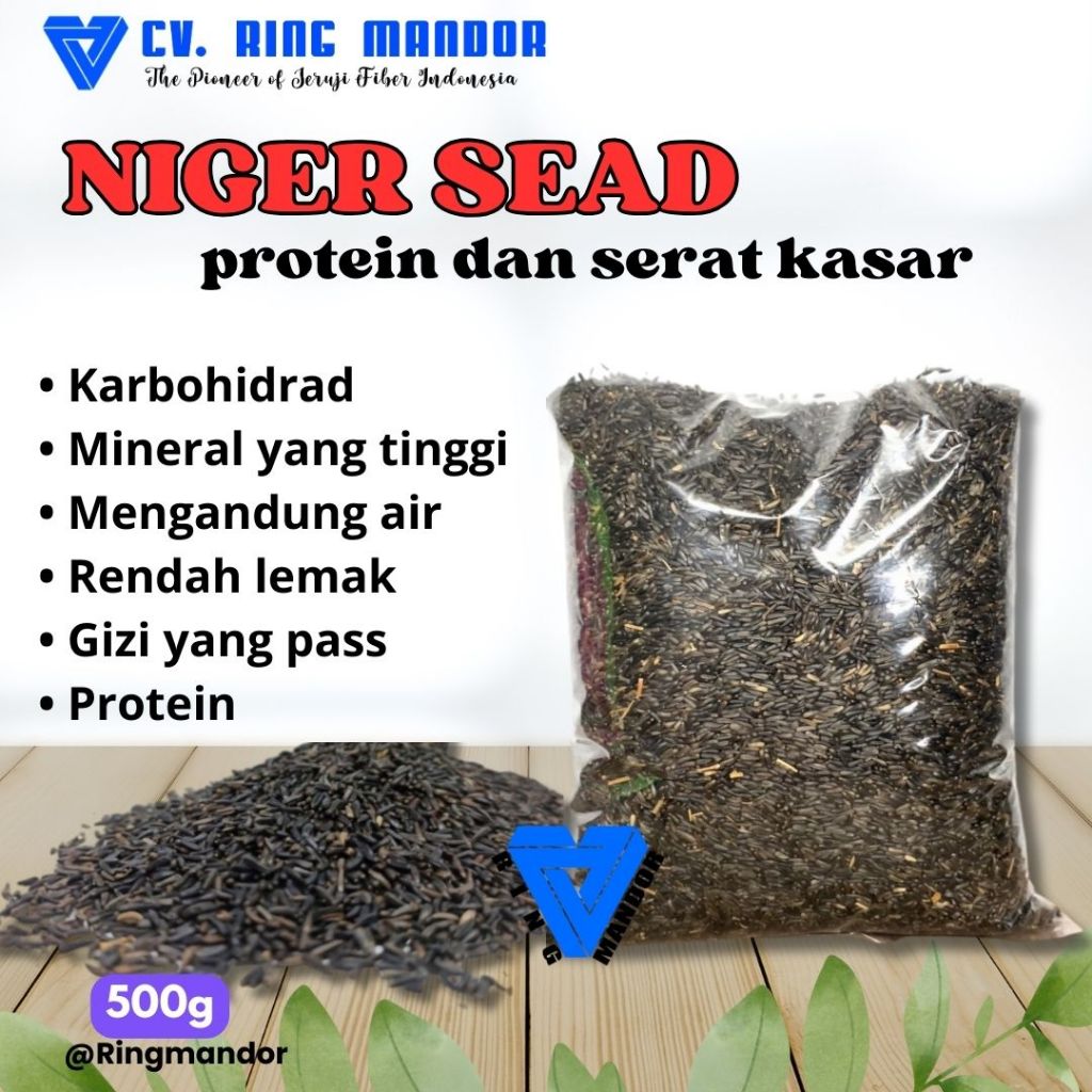 NIGER SEED 1KG CAMPURAN UNTUK PAKAN KENARI BLACKTHROAT RED SISKIN PERKUTUT HAMSTER BIJI NIGER NGS5