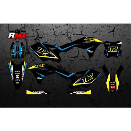DECAL KX 250 F 2017 FULLBODY (004) DEKAL STIKER KX 250F KXF 2018 2019 2020 HITAM MERAH, KUNING, HIJA