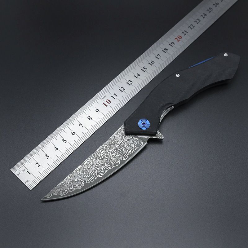 pisau lipat damascus asli real import edc outdoor