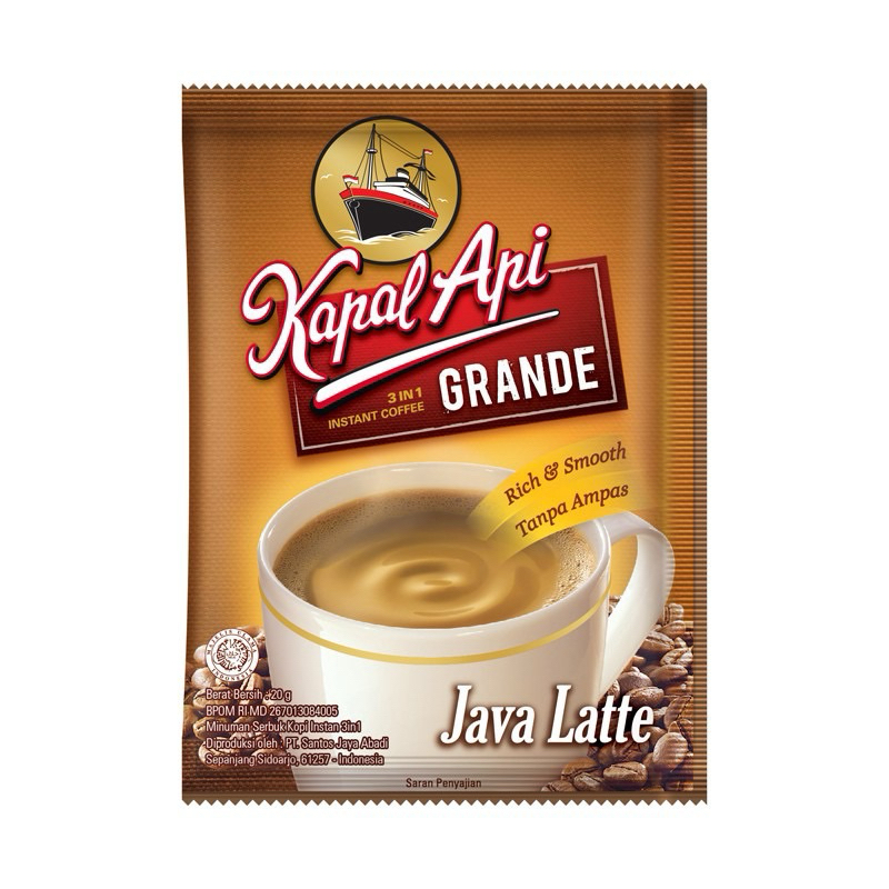 

Kopi Kapal Api Grande Java Latte CoffeeSachet 1 renceng isi 5