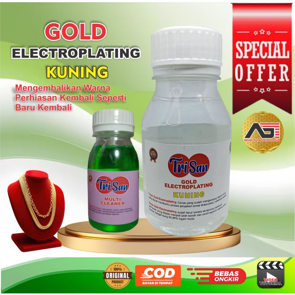 Gold Electroplating Kuning Air Sepuh Perhiasan Emas Perak