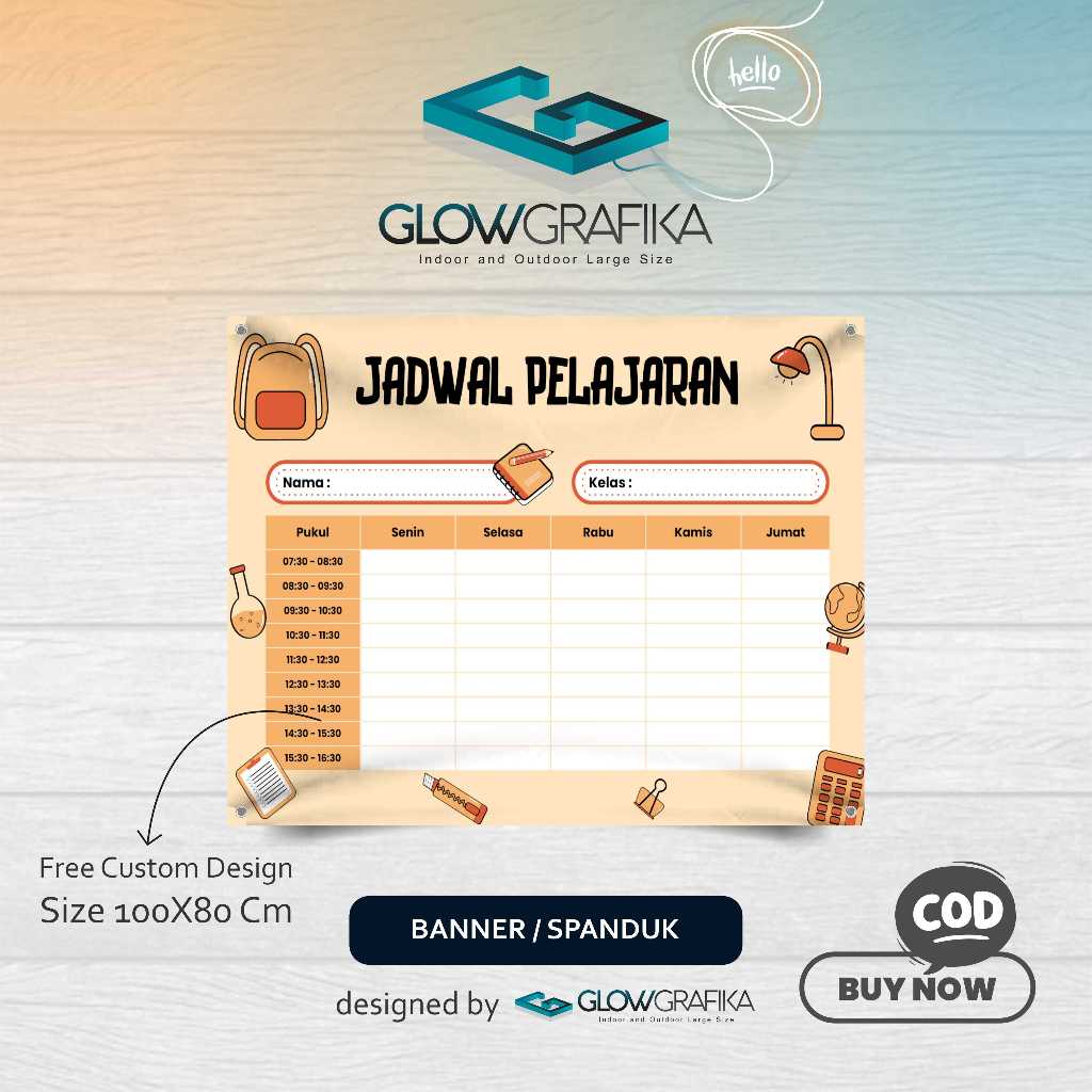 Cetak Spanaduk Banner Jadwal Pelajaran Cream