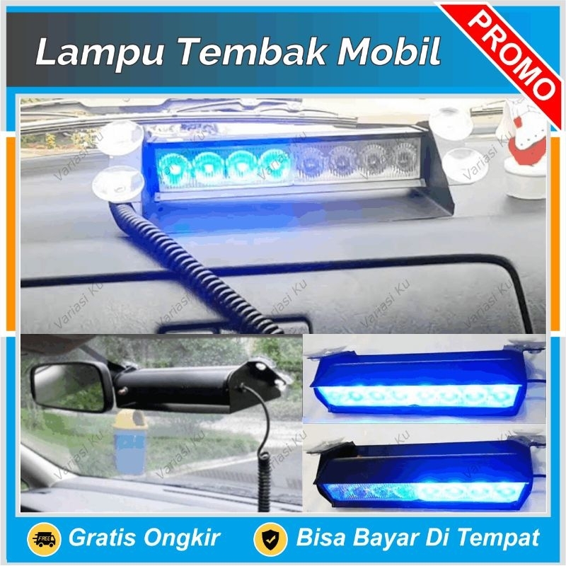 LAMPU S KEDIP MOBIL TEMPEL KACA DASHBOARD KABIN DEPAN 8 TITIK MATA LED BIRU MERAH AVANZA XENIA JAZZ 
