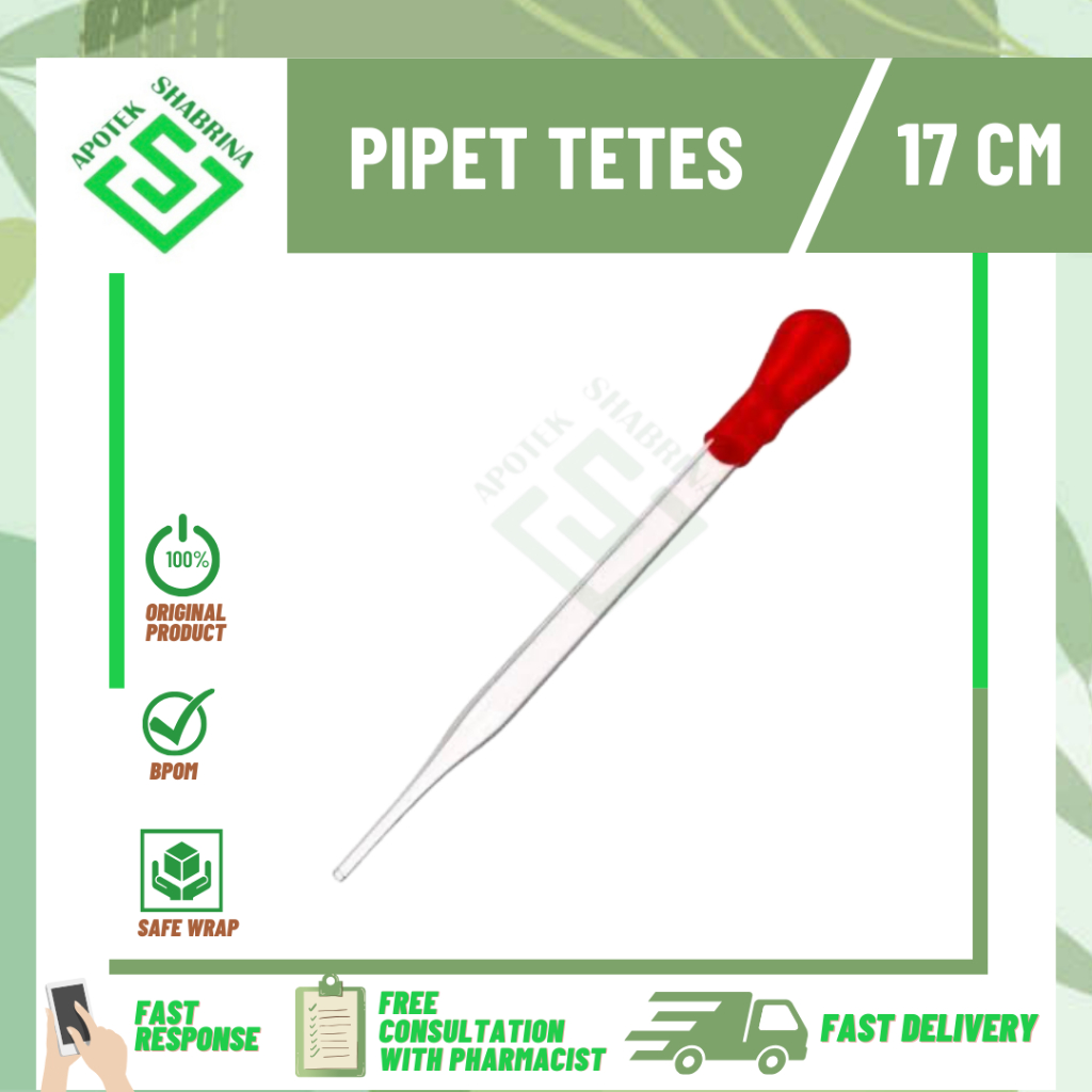 PIPET TETES KACA 10 CM / 17CM (KARET MERAH) PYREX// PER PCS