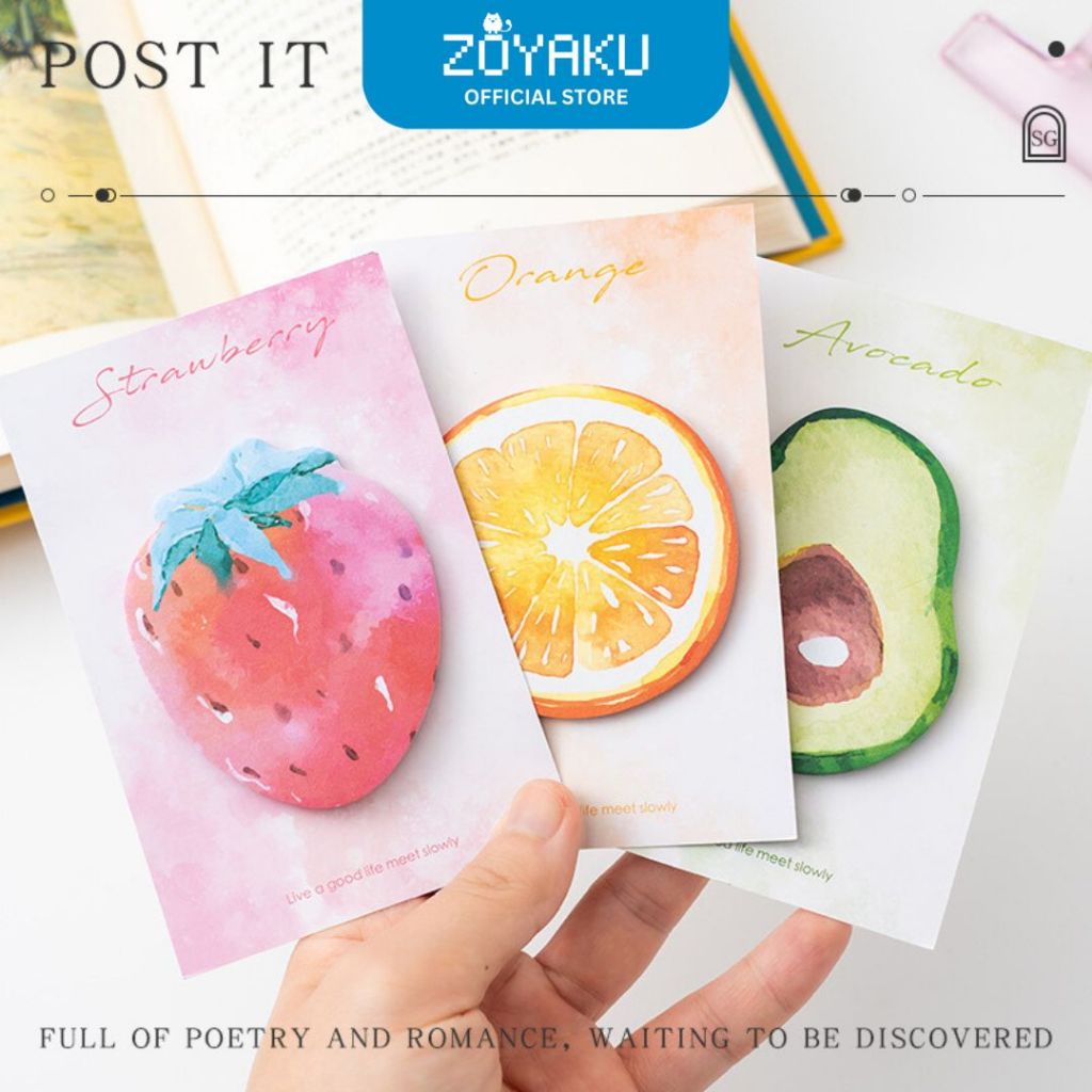

(30 Lembar) Sticky Notes Fruit Aesthetic Post-it Motif Buah Memo Sekolah Kantor SN8011