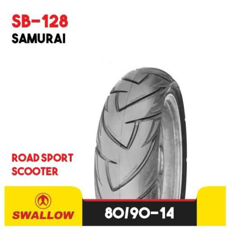 Ban Luar Swallow 80/90-14 Tubeless Samurai SB-128 (Ban Depan Honda Beat, Vario, Mio, dll)