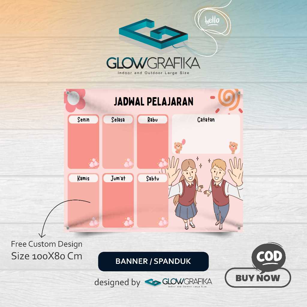 Cetak Spanduk Banner Jadwal Pelajaran Pink
