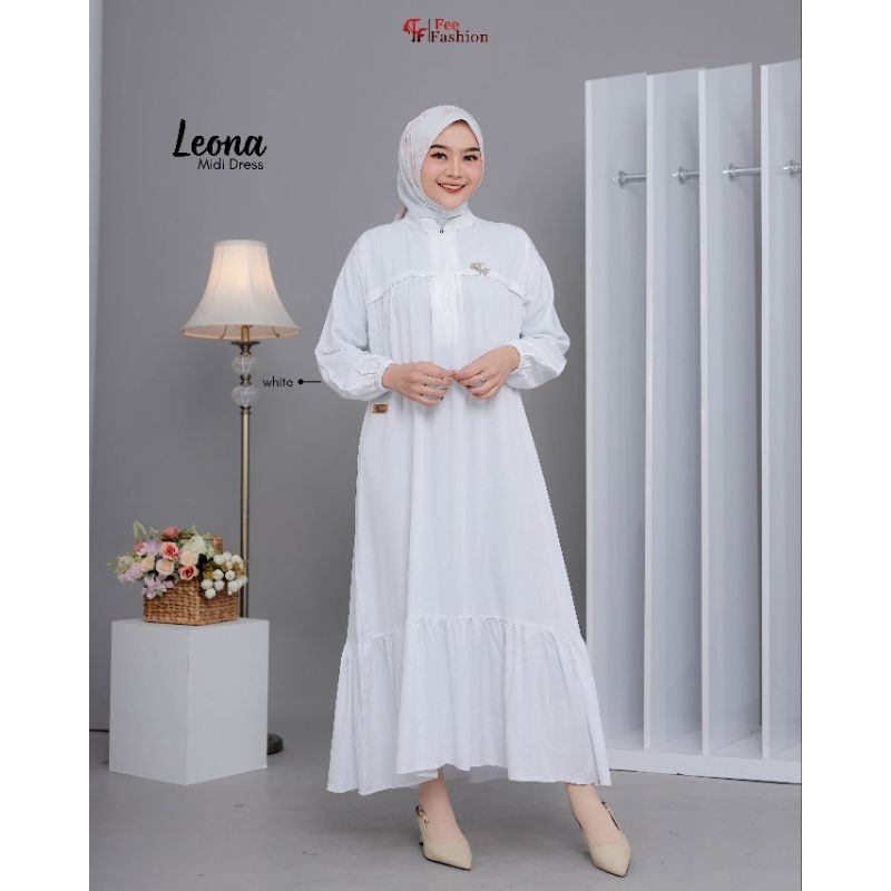 Leona midi dress gamis midi RAYON TWILL busui adem murah berkualitas