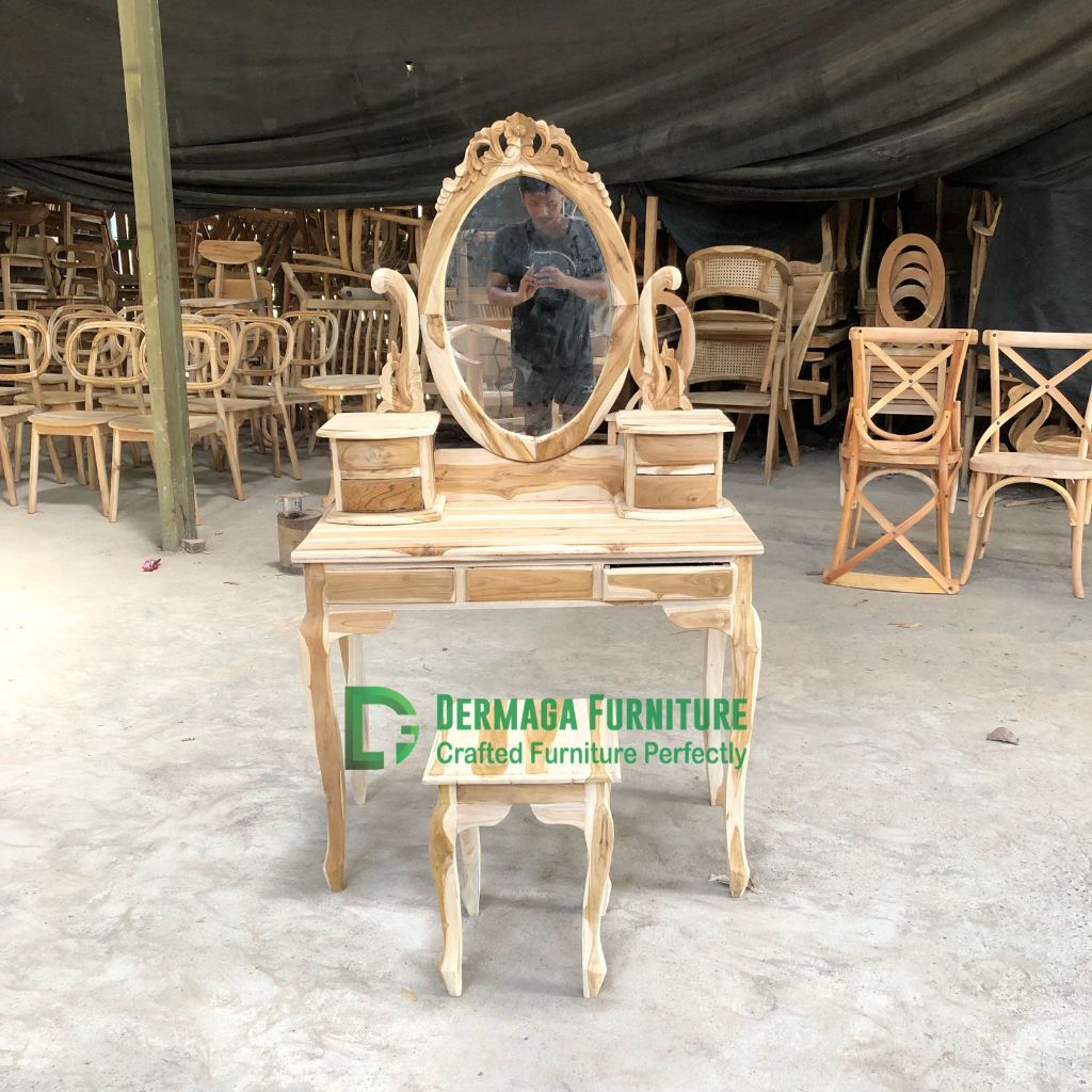 PRE ORDER MEJA RIAS KARTINI KAYU JATI PLUS CERMIN SOFA KURSI PELAMINAN DEKORASI KAMAR TIDUR RUMAH DE