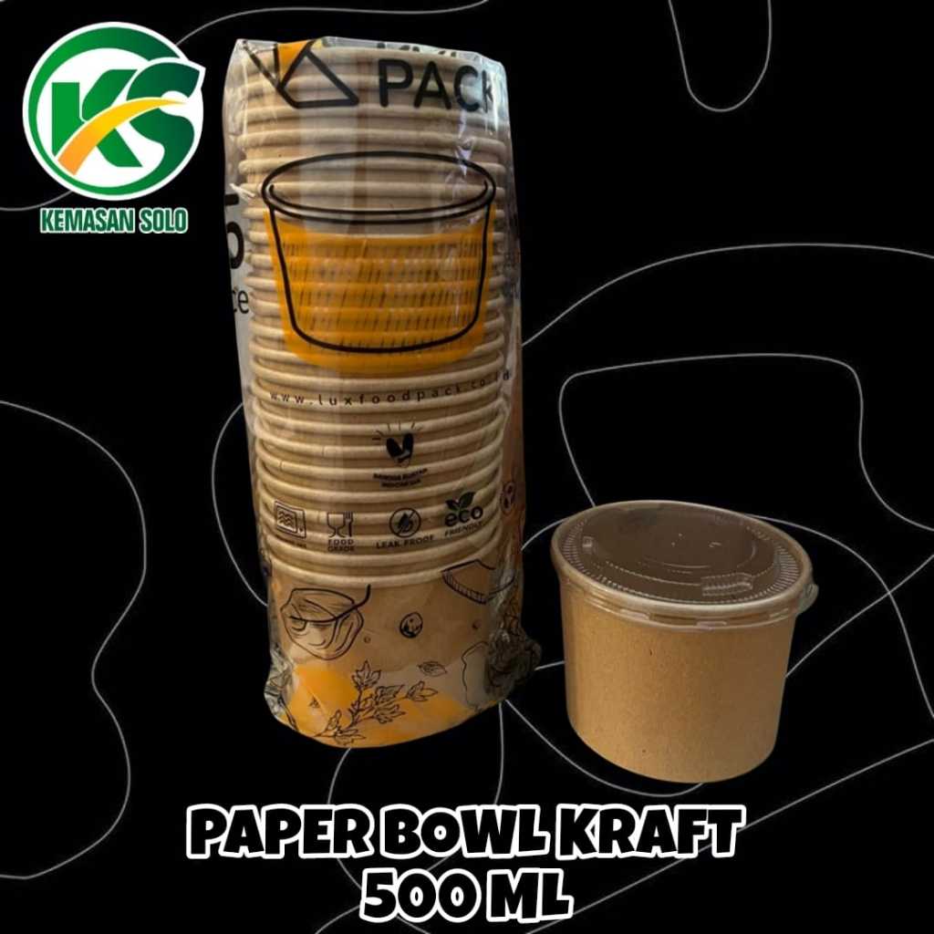 PAPER BOWL MANGKOK KERTAS KRAFT / COKLAT RICE BOWL 500ml tanpa tutup