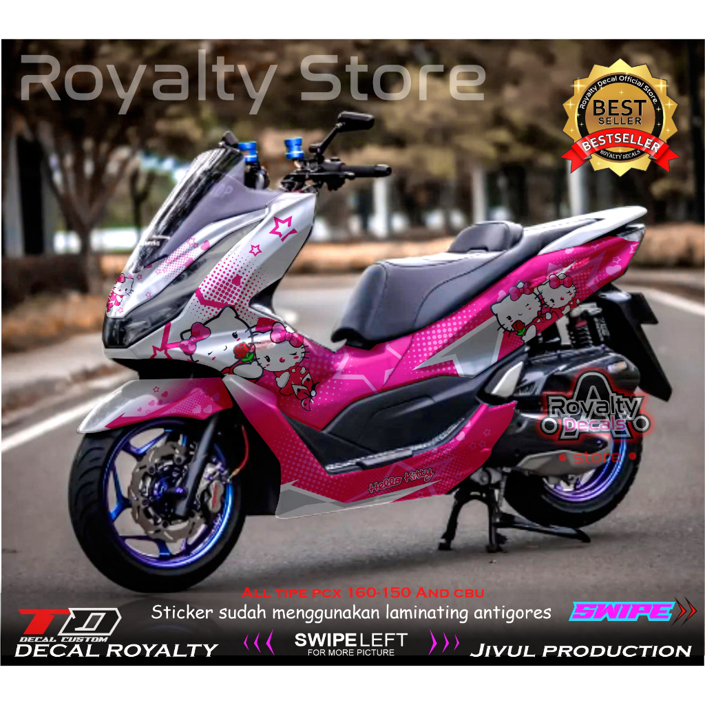 Decal stiker motor pcx new pcx old fullbody motif hello kitty bebas request