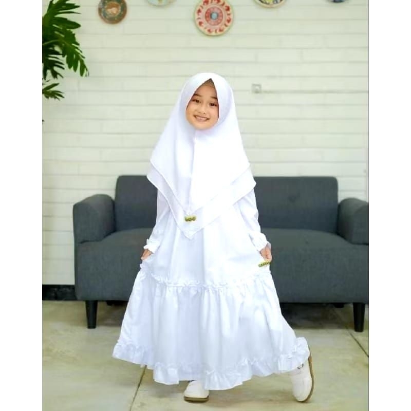 gamis anak Muslim putih gamis rempel anak Tk gamis anak putih premium