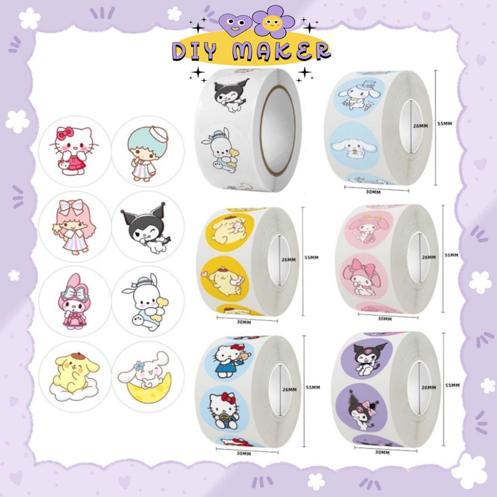 

DM Stiker Roll Label Lucu Karakter Isi 500 Lembar Motif Cartoon Untuk Tempel di Box Packaging Stiker