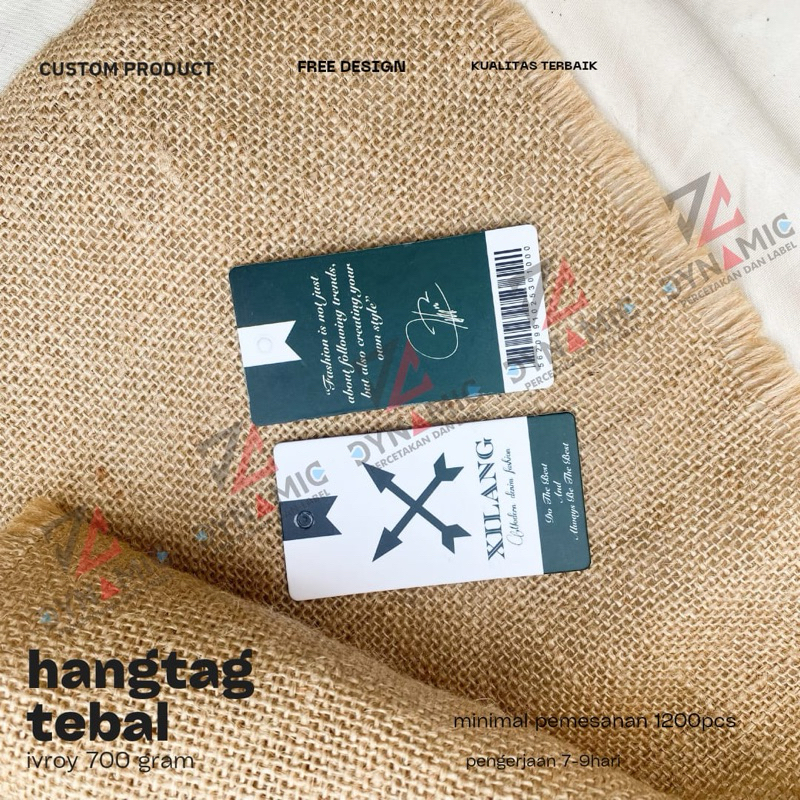 

free desain costum hangtag/hangtag ivory/hangtag distro/label kertas/laminasi doff