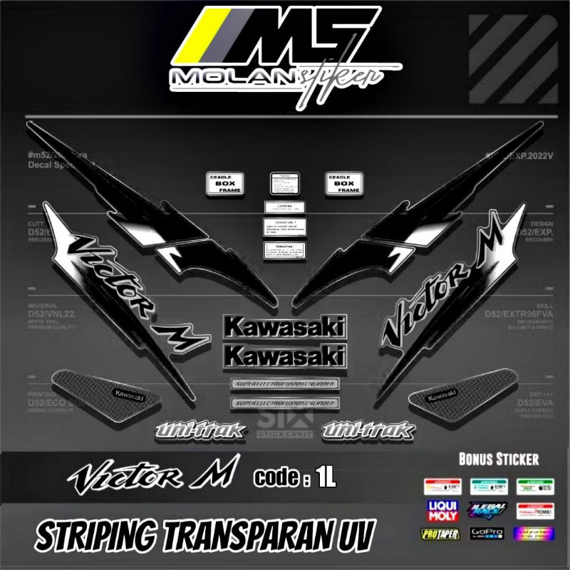 Decal Sticker Striping Variasi Transparan Uv Ninja Victor M Ninja R Ninja Ss Kawasaki Victor M Se 15