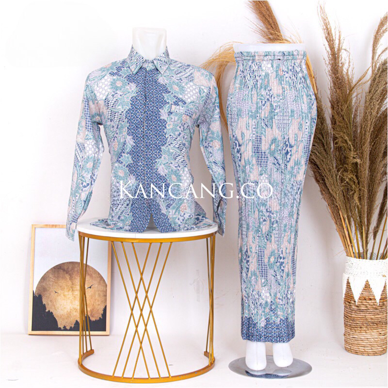 BATIK COUPLE / BATIK LENGAN PANJANG / BATIK COUPLE ROK PLISKET / ROK PLISKET BATIK / BATIK COUPLE PA