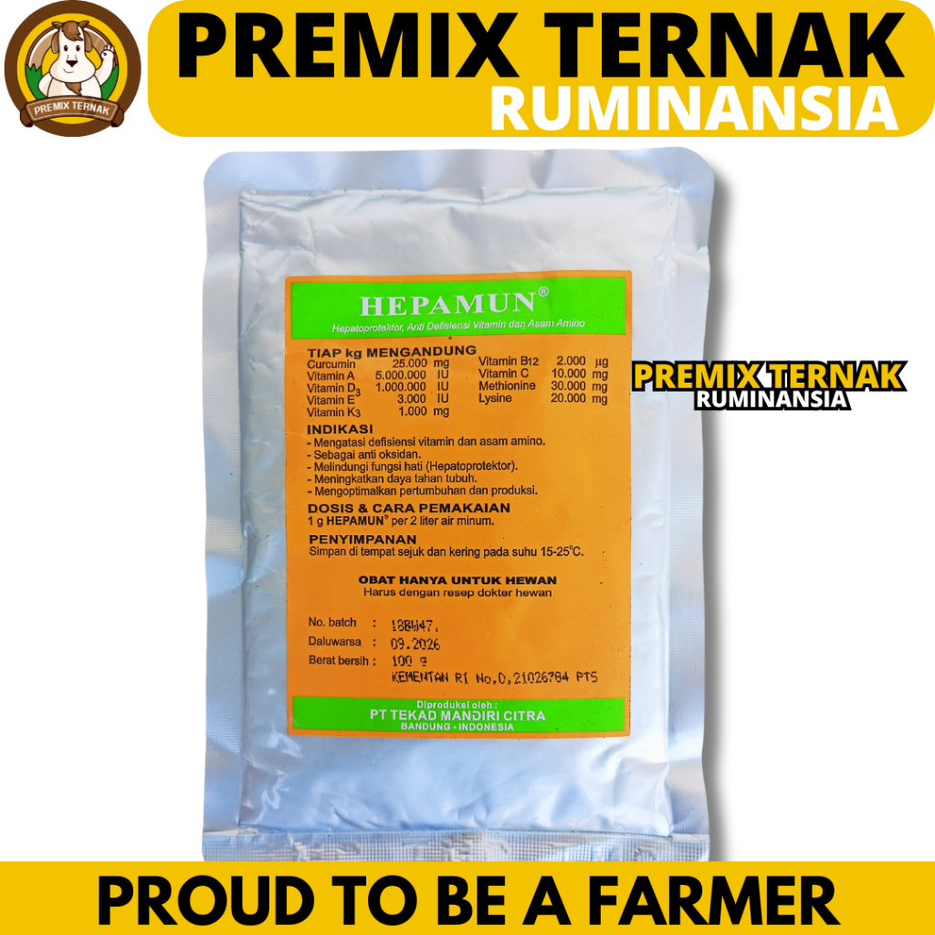 HEPAMUN 100 GRAM - Hepatoprotektor Curcuma Asam Amino Perbaiki Fungsi Hati Ternak Ayam Unggas - Vita