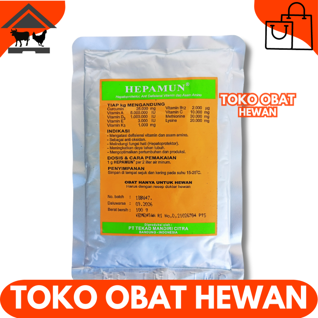 HEPAMUN 100 GRAM - Hepatoprotektor Curcuma Asam Amino Perbaiki Fungsi Hati Ternak Ayam Unggas - Vita