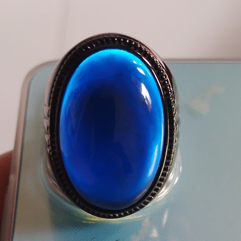 cincin akik Yemen azrok biru donker naturall