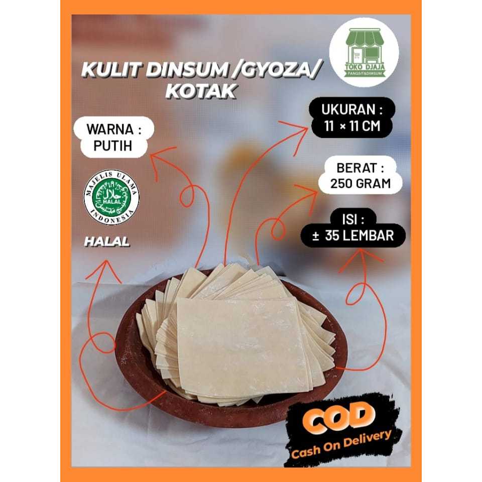 

Kulit Dimsum Kotak Kemasan 250 gram Warna Putih 11cm x 11cm Tipis Kulit Siomay Gyoza Enak Halal