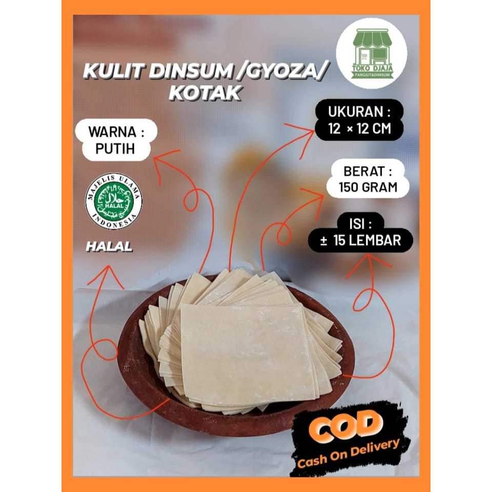 

Kulit Dimsum Kotak Kemasan 150 gram Warna Putih 12cm x 12cm Tipis Kulit Siomay Gyoza Enak Halal