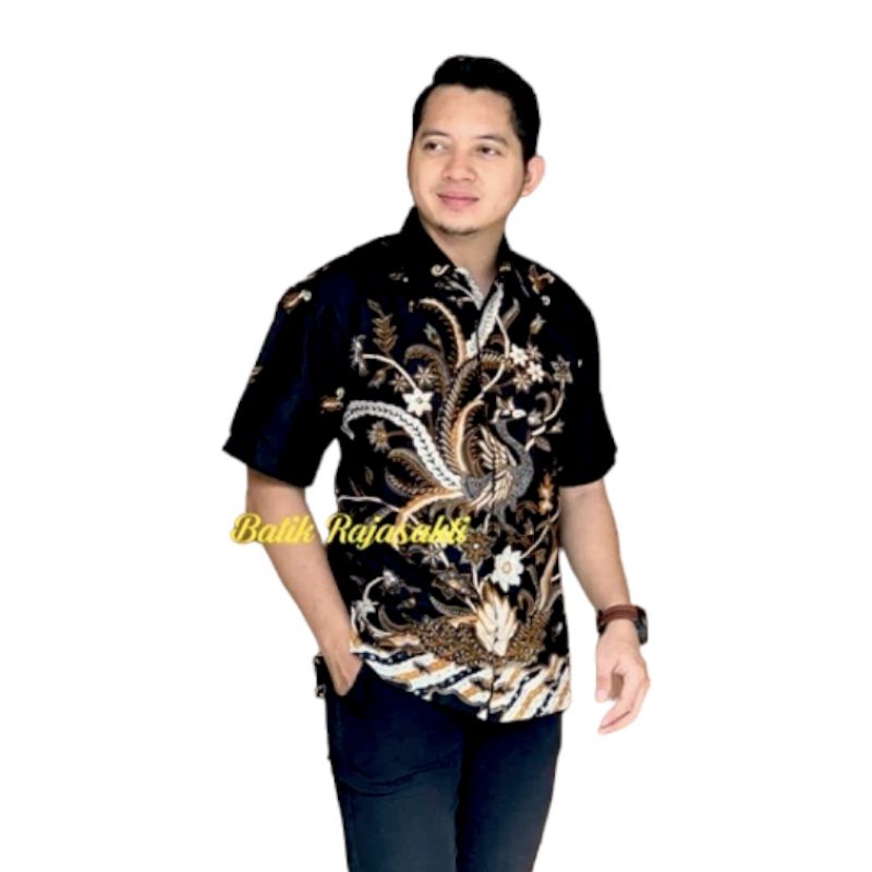 KEMEJA BATIK LENGAN PENDEK HITAM HEM BATIK COWOK BATIK FURING BATIK TERBARU HEM PRIA MOTIF KEMEJA BA