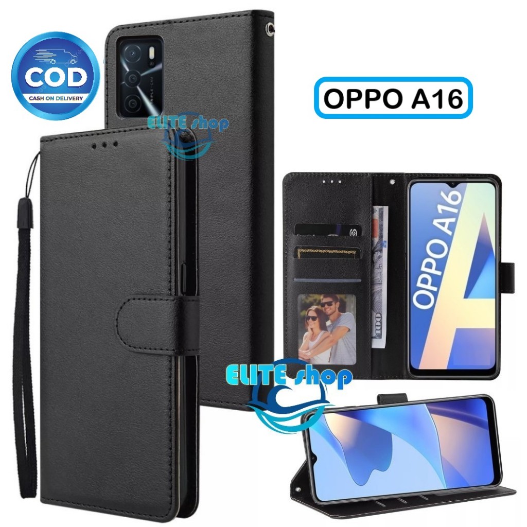 Flip Case OPPO A16 Case Wallet Kulit Casing Dompet Case Wallet Leather Flip Case OPPO A16 Casing hp 