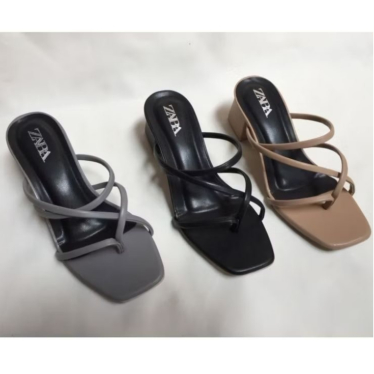 Sandal Zara mules Hak Tahu 5cm Shuni