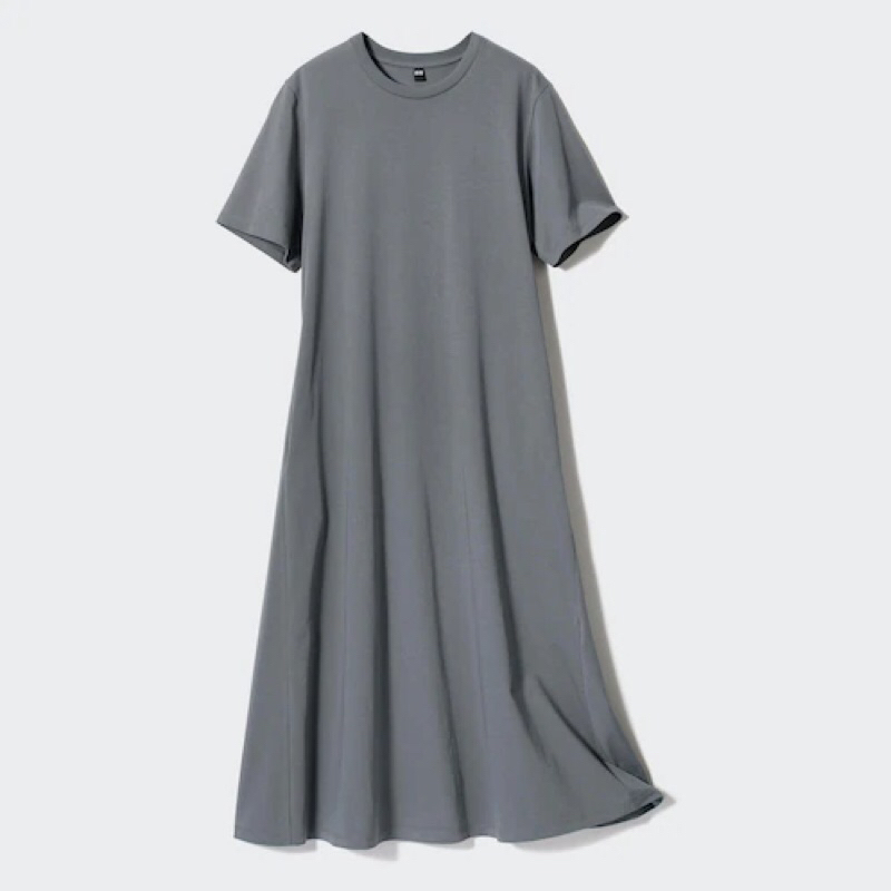 UNIQLO Women AIRism Cotton T Dress Gaun Katun Wanita Lengan Pendek