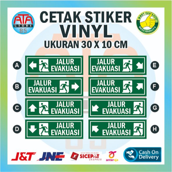 

Cetak Stiker Vinil Jalur Evakuasi Sticker Vinyl K3 Tempelan 30x10 cm