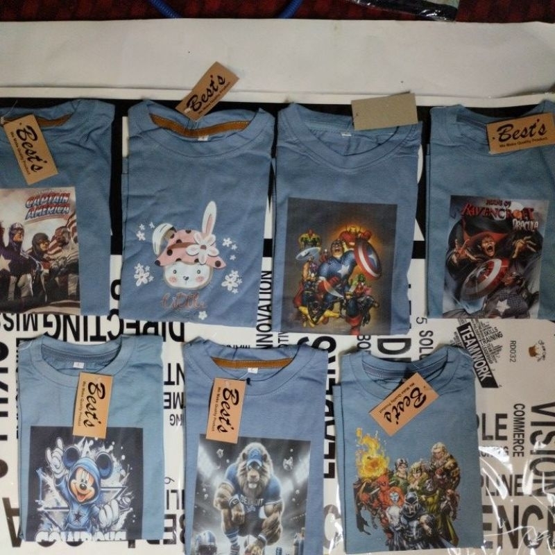 Pakaian anak keren pakaian anak laki lakl, kaos anak perempuan , kaos micky mouse biru , kaos superh