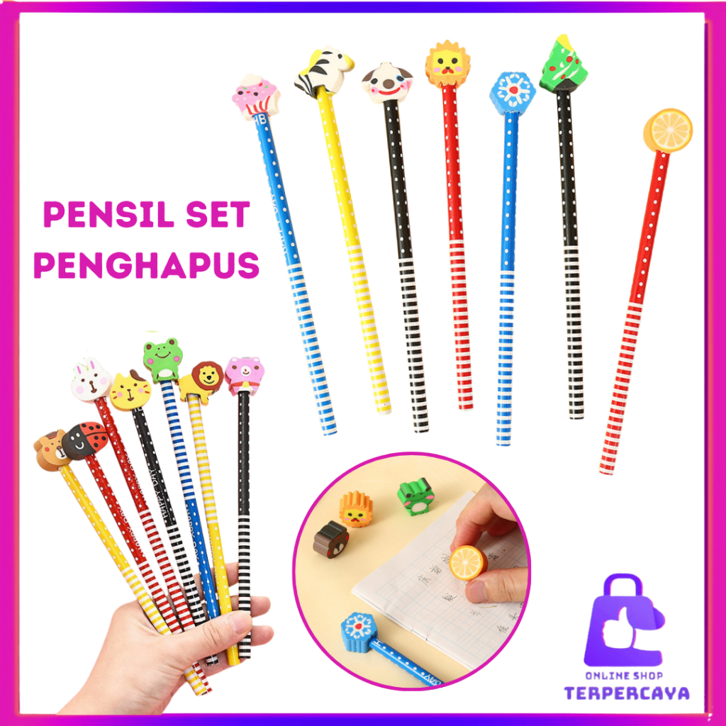

OST Pensil Karakter Kartun Lucu Motif Garis Polkadot Pensil Karakter + Penghapus Pensil Lucu Ada Penghapus 3D Pensil Fancy Unik Pensil Warna-Warni Untuk Souvenir Alat Tulis Sekolah TK SD Cartoon Pencil With Eraser
