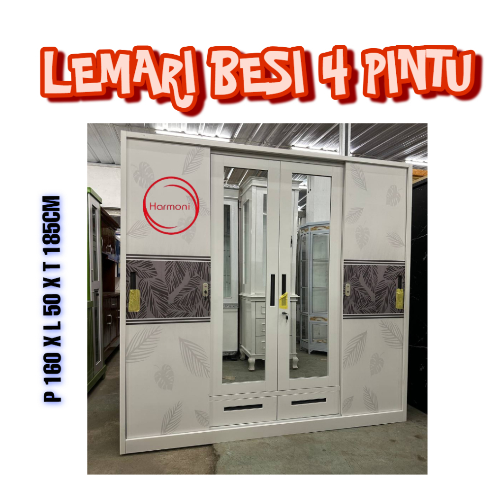 LEMARI PAKAIAN BESI 4 PINTU LEMARI PAKAIAN SLEDING BESI 4 PINTU FREE ONGKIR SERANG KOTA