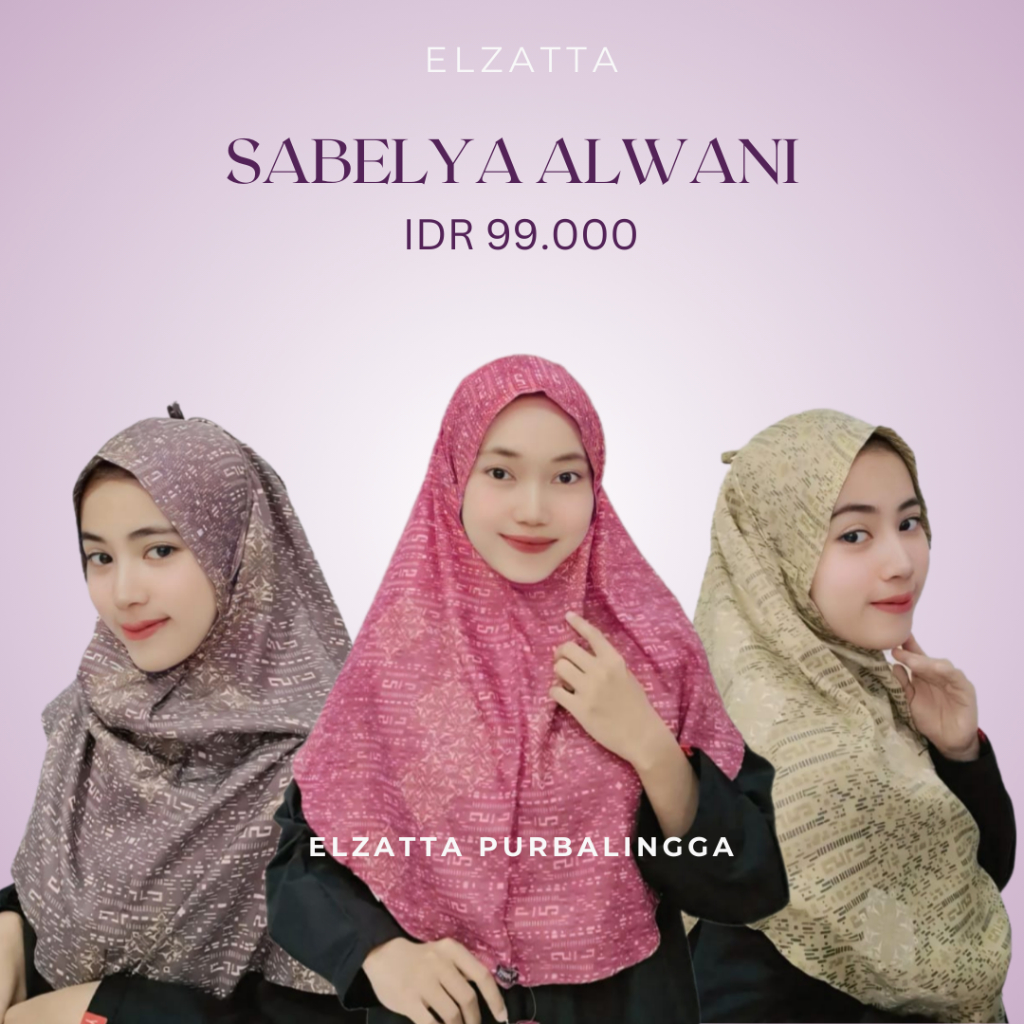 Elzatta Sabelya Alwani Hijab Instan Motif instan model tali belakang bahan katun premium