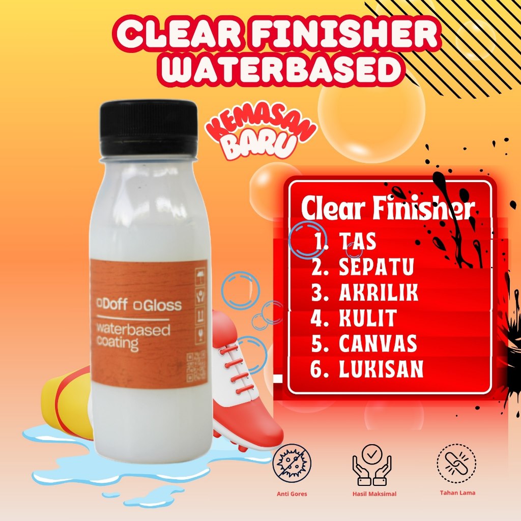 Clear Varnish Finisher Gloss Doff Woodnesia Cat Sepatu Tas Kulit Akrilik Canvas Lukisan 100ml