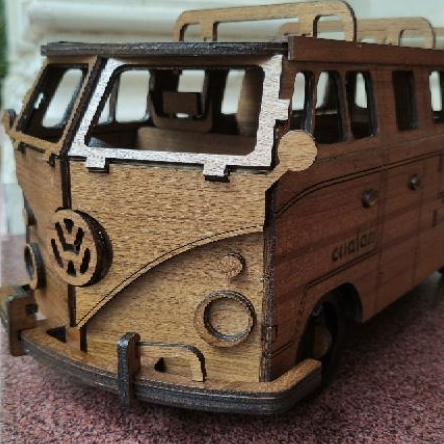 Miniatur kayu VW CAMPER VAN 1950