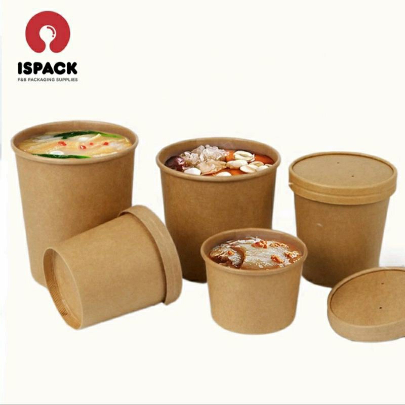

2Xbtygneal Sakha Snack ) Brown Paper Cup Soup Kraft - Mangkok Sup Kraft 25Pcs