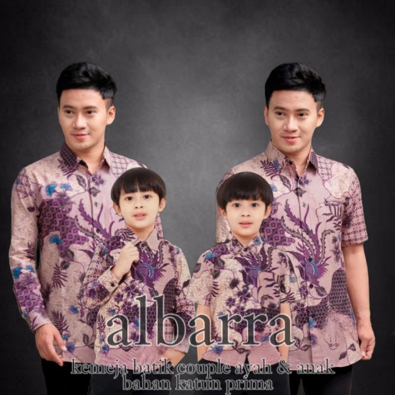 TERBARU Couple sweet || couple batik ayah dan anak cowok BATIK MOTIF SEKARJAGAT UNGU modern/batik pr