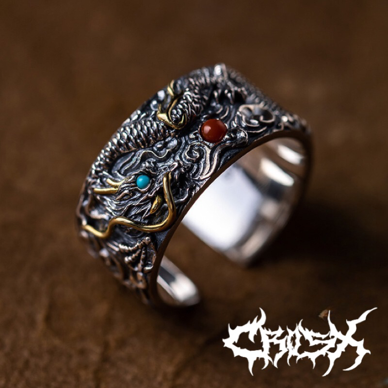WDI RING / CINCIN NAGA DRAGON CINCIN HITAM SILVER / CROSS RING CINCIN SALIB RING SKULL RING CINCIN C