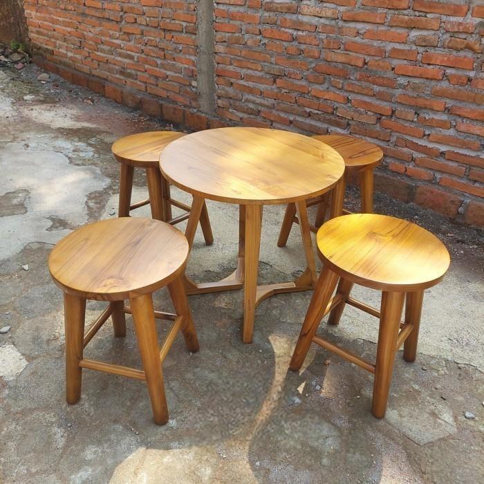 Stool Minimalis Bundar Kayu Jati| Mebel Jepara