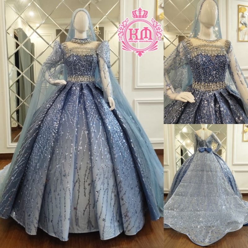 GAUN PENGANTIN PREMIUM MEWAH GRADASI / GAUN PENGANTIN MUSLIMAH