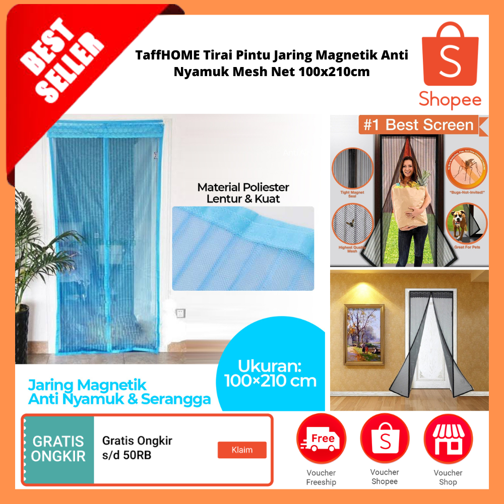 Tirai Pintu Jaring Magnetik Anti Nyamuk Mesh Net 100x210cm / Tirai Pintu Jaring Anti Nyamuk Garis