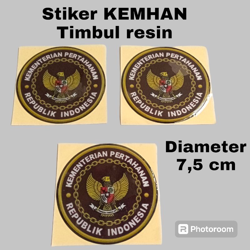 

stiker logo KEMHAN bahan resin timbul, Sticker kementerian pertahanan timbul