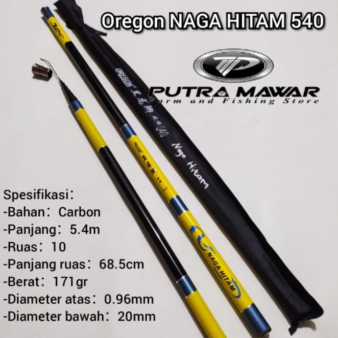 Top Produk Joran Tegek Carbon Dan Set Kolong Oregon Naga Hitam 36 45 54 63 Original Tangkai Pancing 