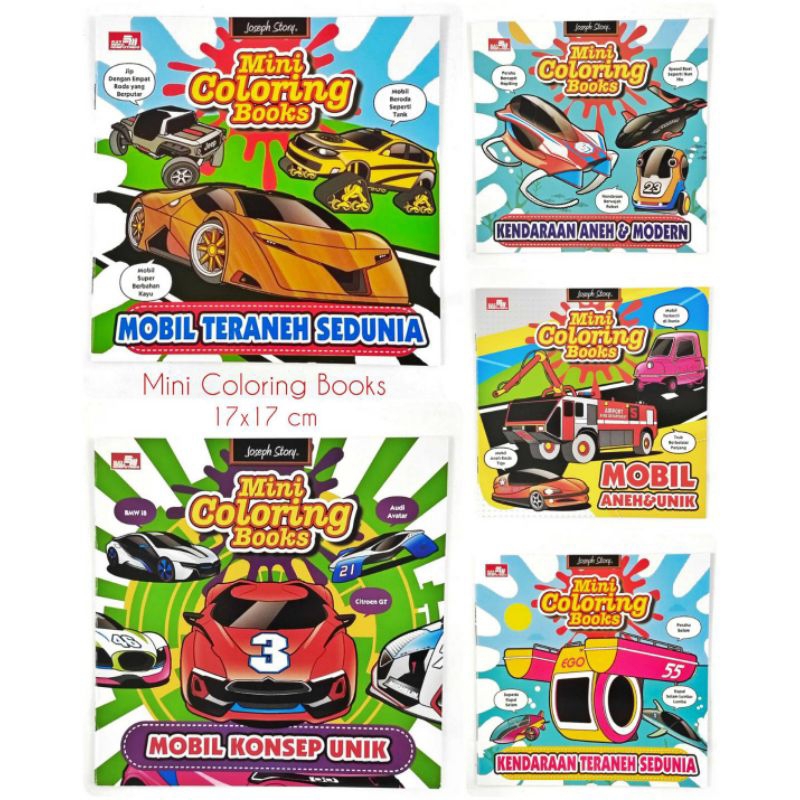 Mini Coloring Books - Mobil Konsep Unik, Kendaraan Aneh dan Modern, Kendaraan Aneh Sedunia, Mobil